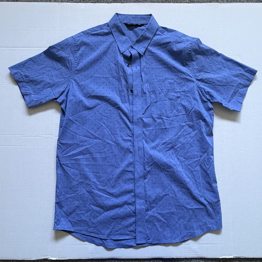 Travis Matthew Men's Large Blue Short Sleeve Button Up Shirt Golf casual